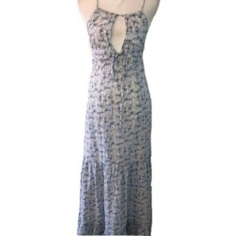 Daughters Of The Revolution Womens Dress Size M Blue Floral Maxi Lined Cotton